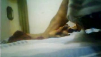 Desi girl and boy in hotel room and the guy hikes the top of the babe to expose and suck her tits before fucking her missionary style and cumming inside her and then cleaning her pussy while their friend shoots this awesome MMS.