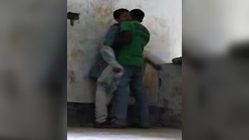 Patna, Bihar high school girl in coaching center roof after class with her boyfriend who passionately kissed her and pressing her juicy boob!.