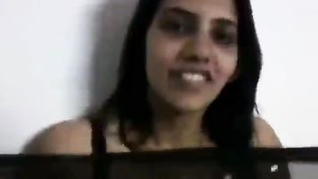 Indian girl showing her nice massive breasts and blowing my cock.