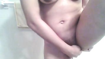 Toying under the shower.