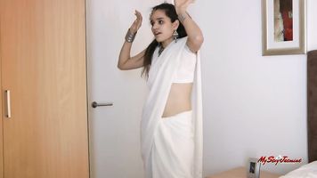 Jasmine lets you know she's here to tease you in her sexy traditional Indian sari.