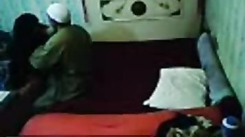 Hafiz mamu fucking his wife in bedroom caught on hidden cam fixed by their servant.